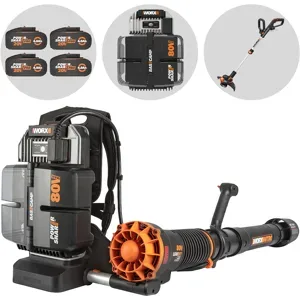 PROMO Worx Nitro WG572E - Rückentragbarer Akku-Laubbläser - 4x20V/4Ah