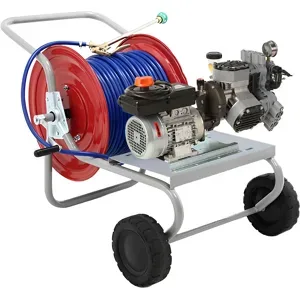 AgriEuro TOP-LINE Elektrisches Sprühpumpen-Set mit Wagen  Comet MTP P40/20 TRF90 HP3 BA SCAT EL - Für Chemikalien und Säuren