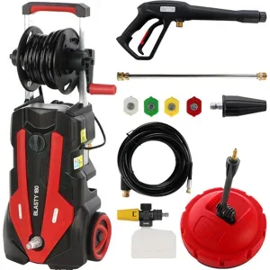 GeoTech Blasty 180 - Hochdruckreiniger mit professioneller Lanze + Kit Terrassenreiniger/Schlauchreinigung - 180 bar - 450 l/h