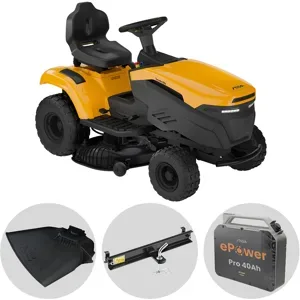 Stiga Tornado 398e  Rasentraktor mit 1 ePower Pro 56V/40Ah-Akku  Seitenauswurf und Mulchfunktion