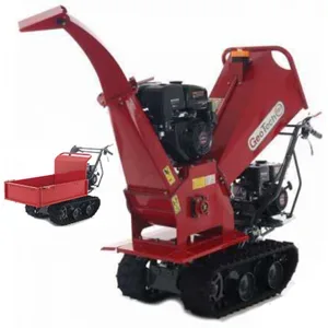 GeoTech Pro BMS 155 LE  2-in-1-Häcksler auf Raupenwerk GeoPorter 330E mit Mulde 4 Laufrollen  15 PS Loncin-Motor  erweiterbare Ladefläche