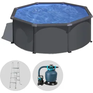 Gre Anthracite Rund Ø300 x 120 cm  Aufstellpool aus Stahl