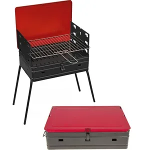 Mille Pic-Nic Grillkoffer - Handgefertigter Holzkohlegrill aus Eisen - 40x28cm