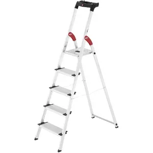 Hailo ProfiStep XXL, 5 Stufen, 1.68 mt - Aluminium-Leiter mit Ständer