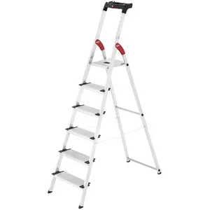 Hailo ProfiStep XXL, 6 Stufen, 1.90 mt - Aluminium-Leiter mit Ständer