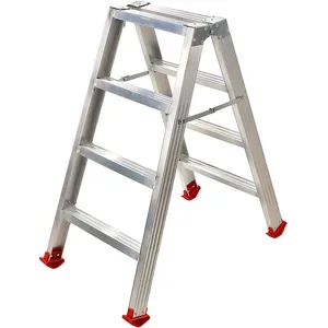 AgriEuro Premium Doppel-Aluminium-Stehleiter Modell 1031, 2x4 Stufen, Höhe 0,96 m