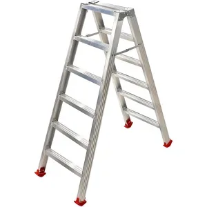 AgriEuro Premium Aluminium-Doppelleiter 1031, 2×6 Stufen, 1,41 m