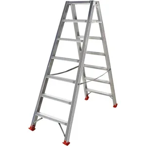 AgriEuro Premium Aluminium-Doppelleiter 1031, 2×7 Stufen, 1,70 m