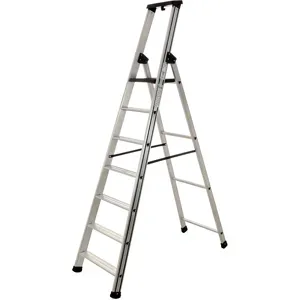 S.T.P. Issima  Aluminium-Stufenstehleiter mit Ständer  7 Stufen  2,20 m