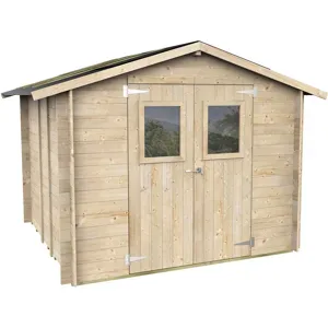 Alce Hobby 248x248  Gartenhaus aus Holz  Mit Fenstern und Doppelflügeltür  248x248x217 cm