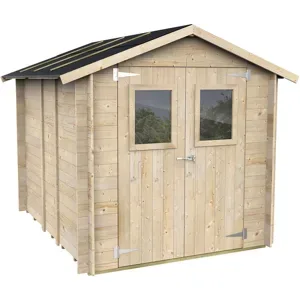 Alce Hobby 198x248  Gerätehaus aus Holz  Mit Fenstern und Doppelflügeltür  198x248x215 cm