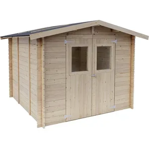 Alce Forrest 249x249  Gartenhaus aus Holz  Mit Fenstern und Doppelflügeltür  249x249x204 cm