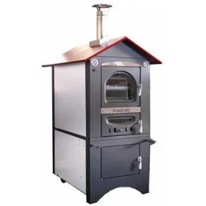 AgriEuro Premium AgriEuro Medius Plus 100 EXT - Holzbackofen für draußen aus Stahl - Lüftungssystem - mit rotem Dach