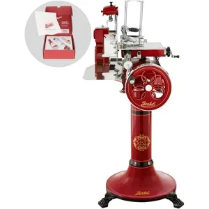 BERKEL TRIBUTE Rot - Schwungrad Aufschnittmaschine mit Sockel mit Messer aus verchromtem Stahl 300 mm