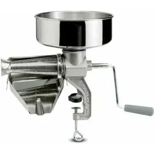 Reber 8603 N - Manuelle Tomatenpresse N.3 - Trichter und Tropfrinne aus Edelstahl