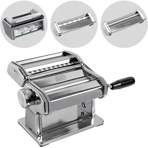 Marcato Atlas 150 Classic Pasta Set - Manuelle Nudelmaschine aus Edelstahl + 3 Zubehörteile
