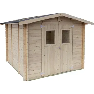 Alce Iris 249x249  Gartengerätehaus aus Holz  Mit Fenstern und Doppelflügeltür  249x249x207 cm