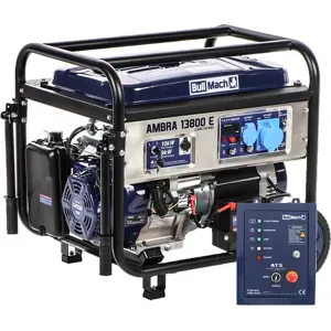 BullMach AMBRA 13800 E - Benzin-Stromerzeuger auf Rädern 10-kW-AVR - mit ATS-Schalttafel - 230V