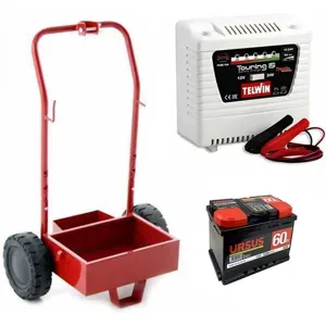 T.O. Komplettpaket: Metallwagen + 60 Ah Batterie + Ladegerät Telwin Touring 15