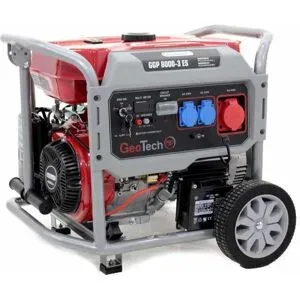 GeoTech Pro GGP 8000-3 ES -  Benzin-Stromerzeuger mit Rädern mit AVR-Regelung 6.5 kW - Dauerleistung 6 kW - 400V