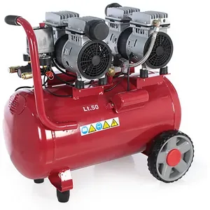 GeoTech S-AC50-8-10x2 - Leiser elektrischer Kompressor mit 2 Zylinderköpfen 50 Lt oilless  - 2 PS