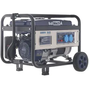 BullMach AMBRA 3600 - Benzin-Stromerzeuger mit Rädern und AVR-Regelung 3 kW - Dauerleistung 2.8 kW - 230V