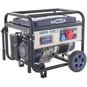 BullMach AMBRA 6500-3 - Benzin-Stromerzeuger auf Rädern mit AVR-Regelung 5.5 kW - Dauerleistung 5 kW - 400V