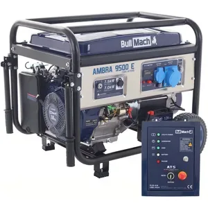 BullMach AMBRA 9500 E - Benzin-Stromerzeuger auf Rädern mit AVR-Regelung - 7.5 kW - Dauerleistung 7 kW - 230V + ATS