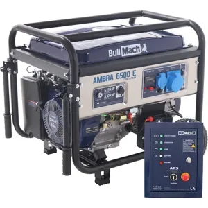 BullMach AMBRA 6500 E - Benzin-Stromerzeuger auf Rädern mit AVR-Regelung 5.5 kW - Dauerleistung 5 kW - 230V + ATS
