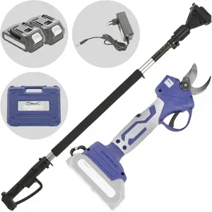 BullMach DIVIANE 25 - Akku-Baumschere  + Teleskopschaft 130-200 cm - 2x21V 2Ah - Schnittdurchmesser max. 25 mm