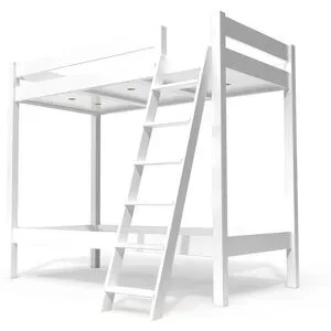 ABC MEUBLES Etagenbett 2 Plätze 90x190 geneigte Skala Holz ABC - Weiß