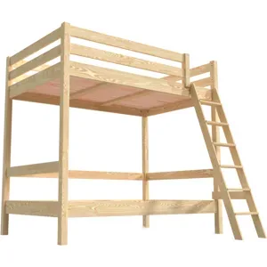 ABC MEUBLES Etagenbett 2-Sitzer 120x200 für Erwachsene Treppe Holz Sylvia - Roh (ohne Lack)