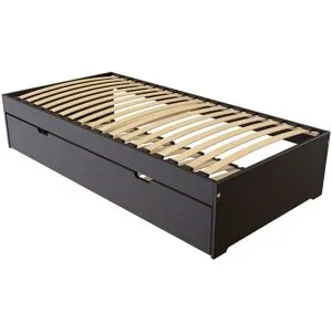 ABC MEUBLES Ausziehbett 90x190 Malo aus Massivholz - Schwarz