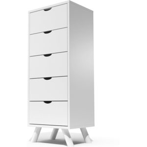 ABC MEUBLES Skandinavische lumpenhändler Viking 5 Schubladen aus Massivholz - Weiß