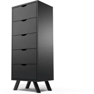 ABC MEUBLES Skandinavische lumpenhändler Viking 5 Schubladen aus Massivholz - Schwarz