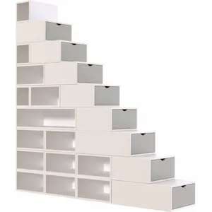 ABC MEUBLES Treppenregal 225 cm - Weiß/Mokka