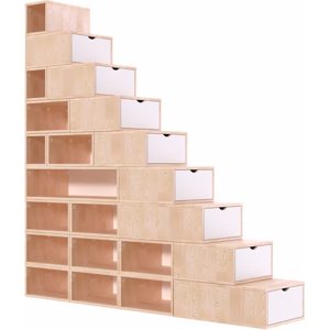 ABC MEUBLES Treppenregal 225 cm - Naturlack/Weiß