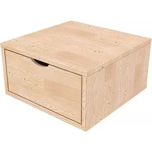 ABC MEUBLES Aufbewahrungswürfel Holz 50x50 cm + Schublade - Roh (ohne Lack)
