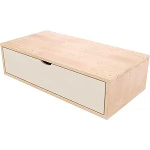 ABC MEUBLES Aufbewahrungswürfel Holz 100x50 cm + Schublade - Naturlack/Weiß