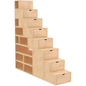 ABC MEUBLES Treppenregal 200 cm - Roh (ohne Lack)