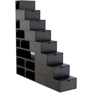 ABC MEUBLES Treppenregal 200 cm - Schwarz