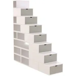 ABC MEUBLES Treppenregal 200 cm - Weiß/Mokka