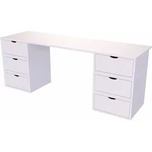 ABC MEUBLES Schreibtisch aus massivholz 6 Schubladen Würfel - Weiß