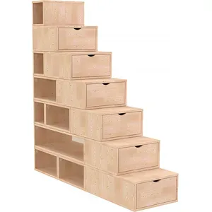 ABC MEUBLES Treppenregal 175 cm - Roh (ohne Lack)