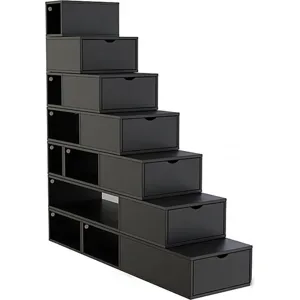 ABC MEUBLES Treppenregal 175 cm - Schwarz