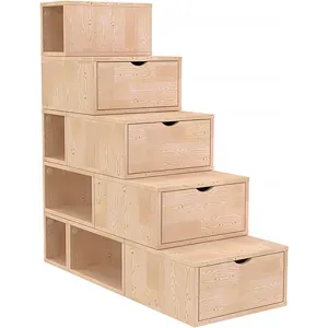 ABC MEUBLES Treppenregal 125 cm - Roh (ohne Lack)