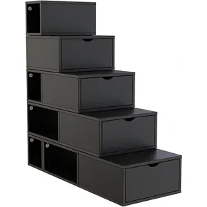 ABC MEUBLES Treppenregal 125 cm - Schwarz