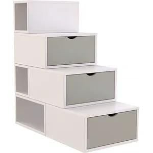 ABC MEUBLES Treppenregal 100 cm - Weiß/Mokka