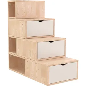 ABC MEUBLES Treppenregal 100 cm - Naturlack/Weiß