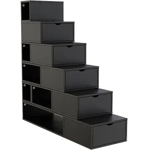 ABC MEUBLES Treppenregal 150 cm - Schwarz